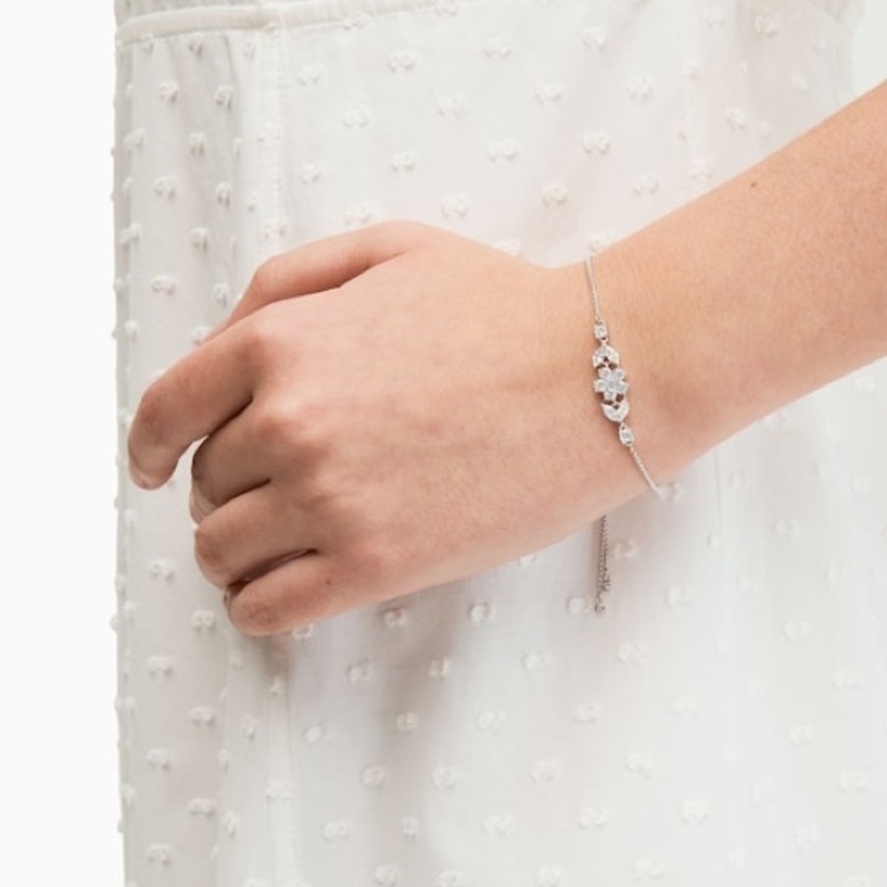Kate Spade Gleaming Gardenia Flower Slider Bracelet NWT